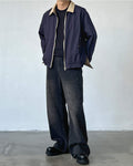 Wijde rechte jeans met halfhoge taille heren