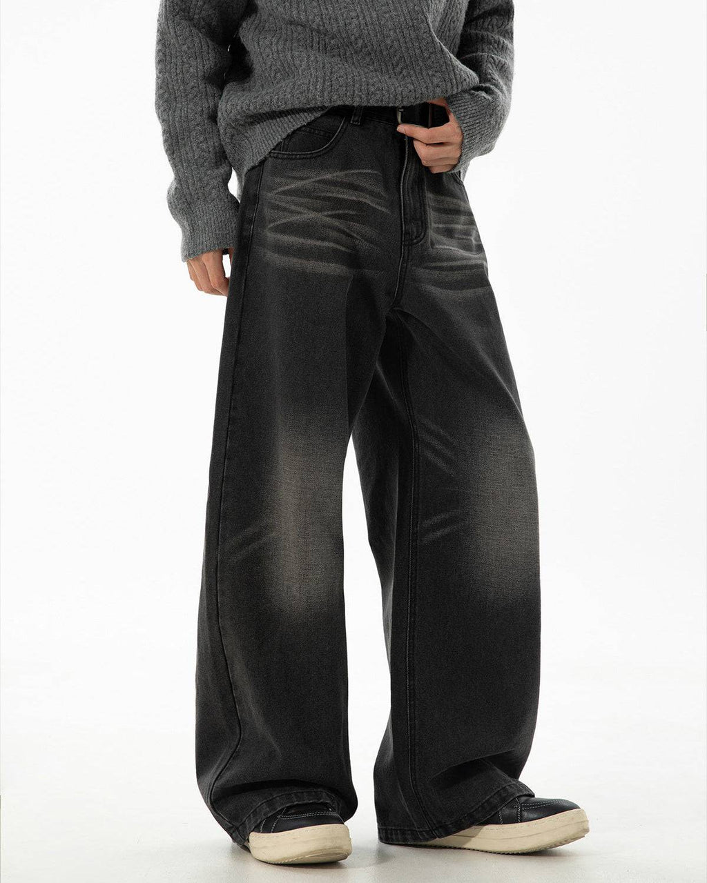 Rechte jeans met vervaagde wassing heren