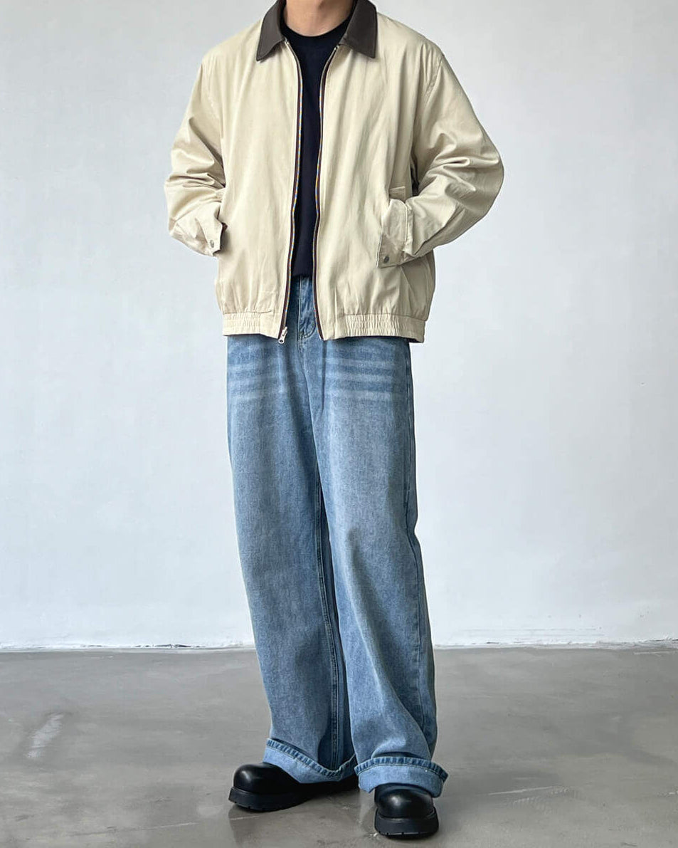 Wijde rechte jeans met halfhoge taille heren