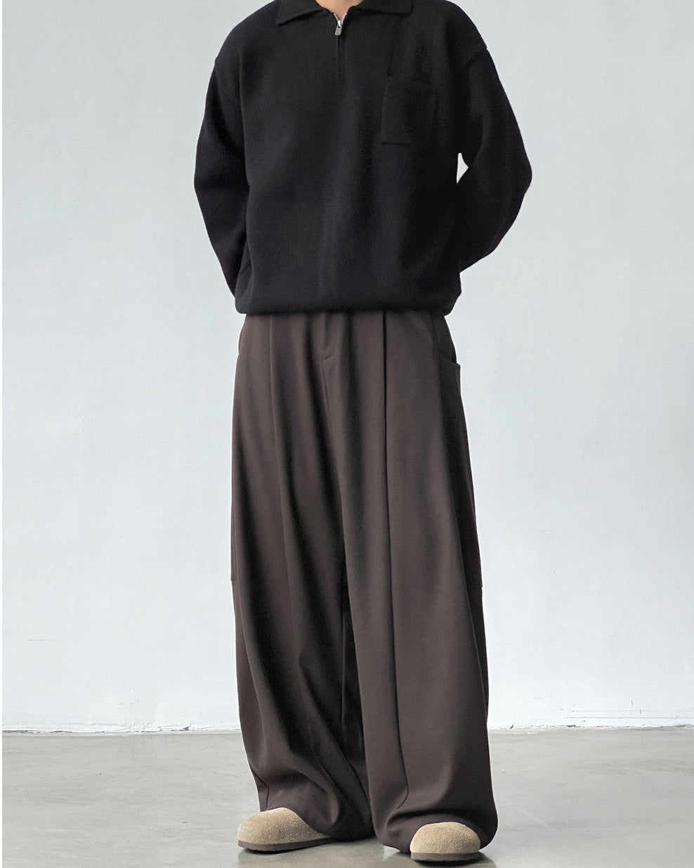 Wollen broek met brede plooi heren