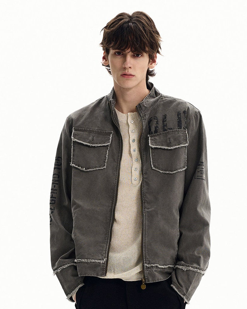 Katoenen field jacket met rits heren