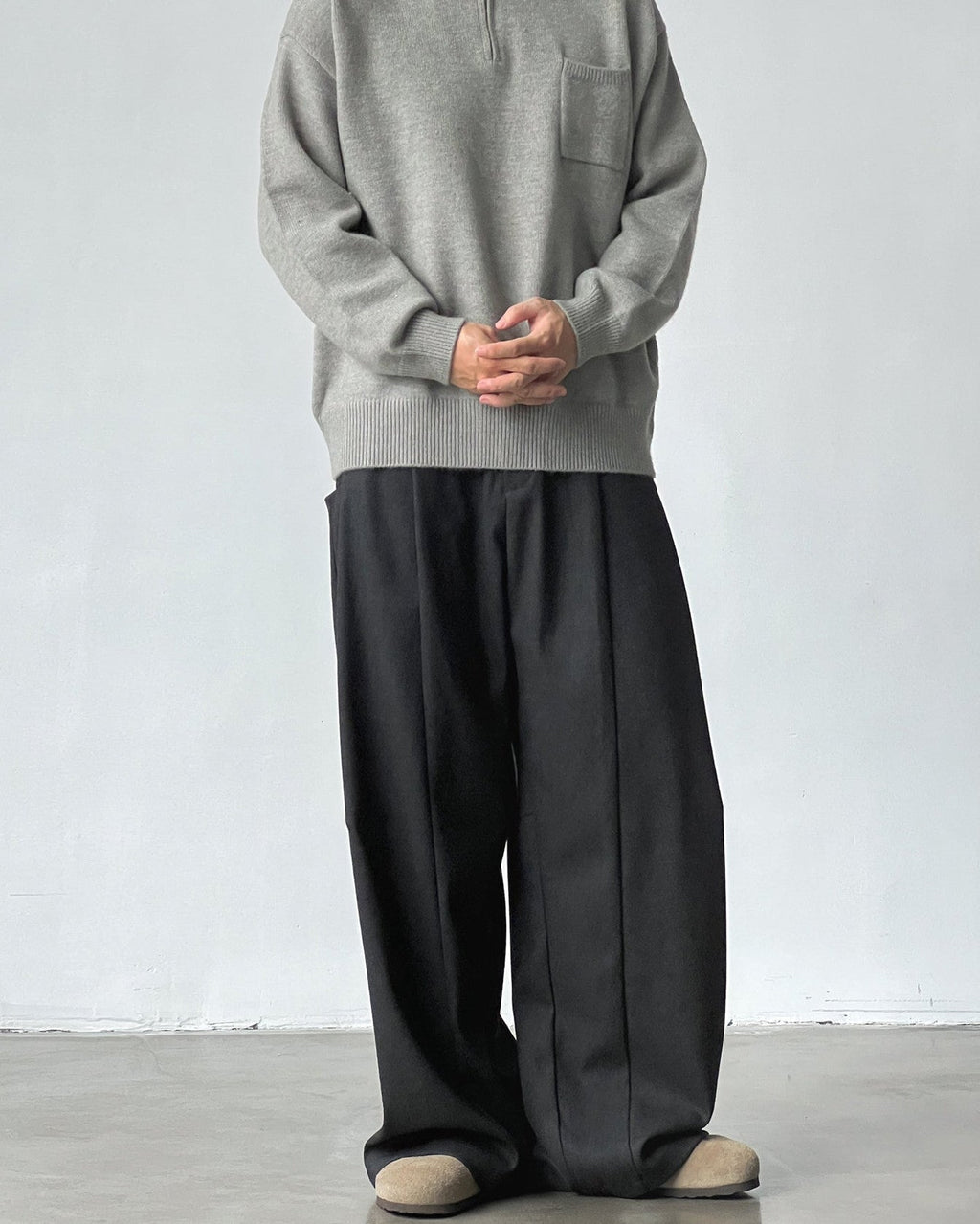 Wollen broek met brede plooi heren