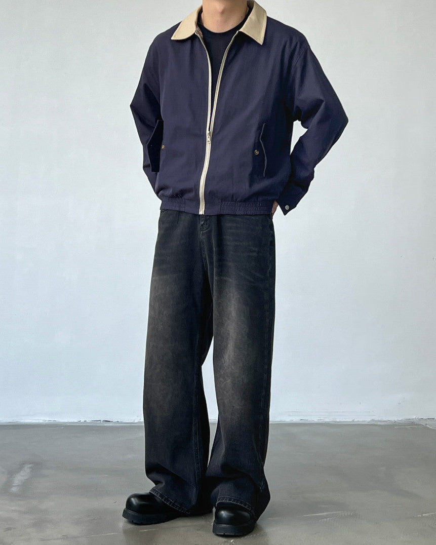 Wijde rechte jeans met halfhoge taille heren