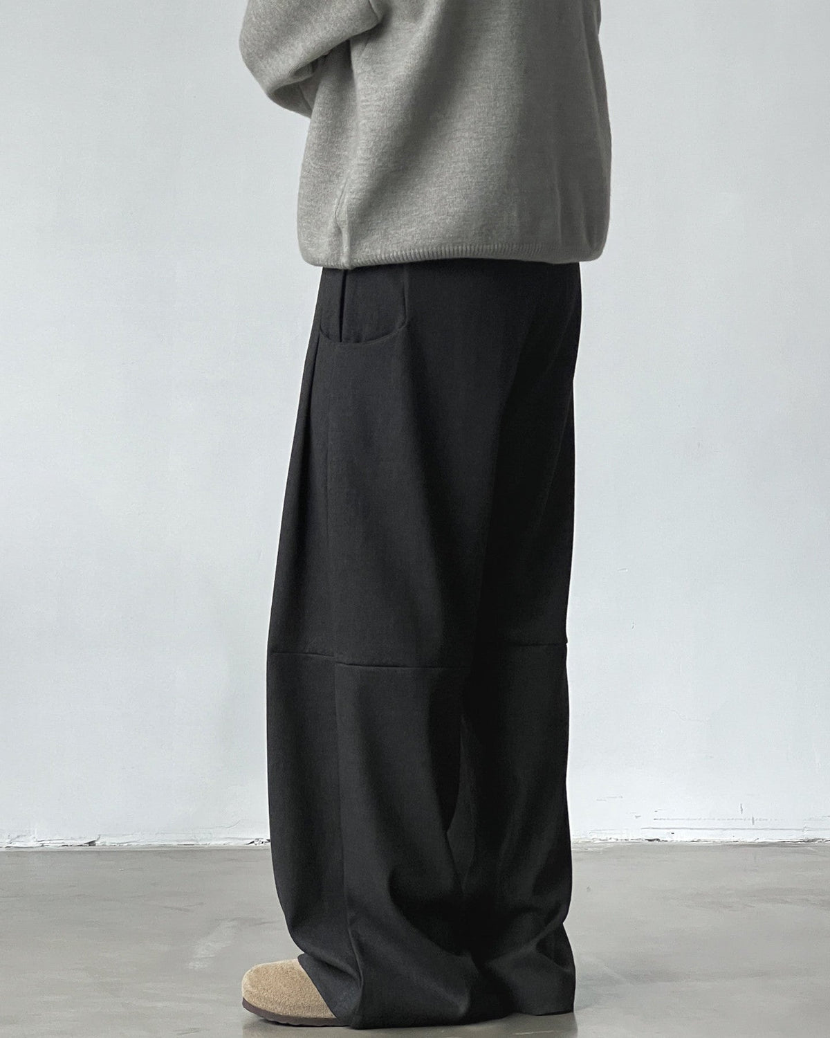 Wollen broek met brede plooi heren