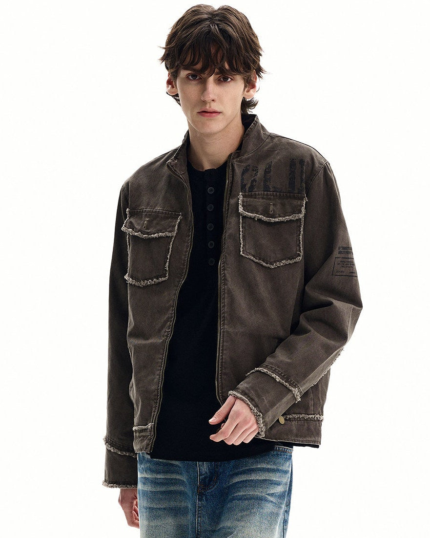 Katoenen field jacket met rits heren