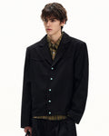 Wollen twill jas met knopen heren