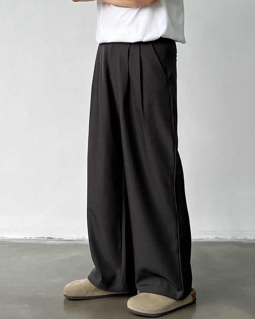 Wijde broek met dubbele plooi heren