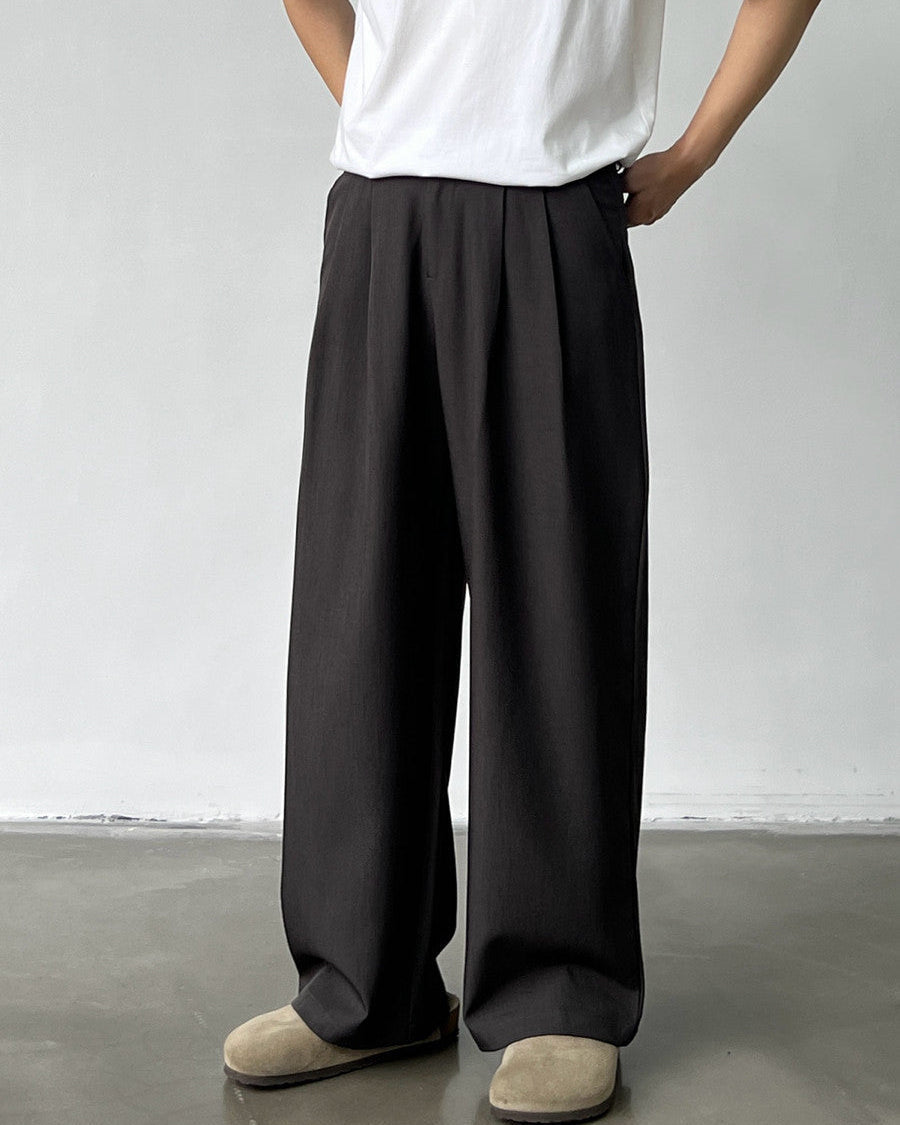 Wijde broek met dubbele plooi heren