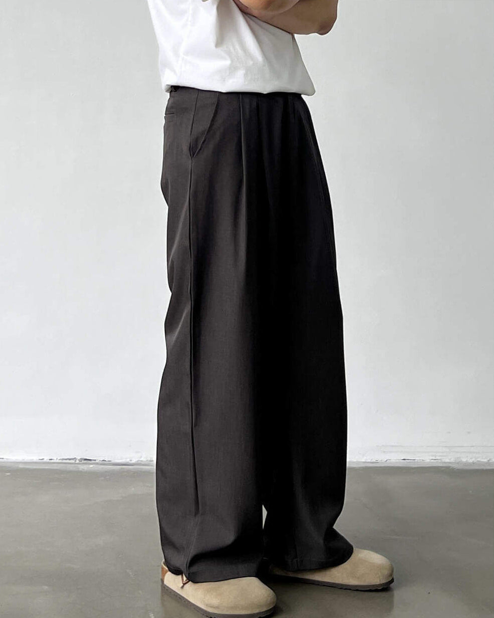 Wijde broek met dubbele plooi heren