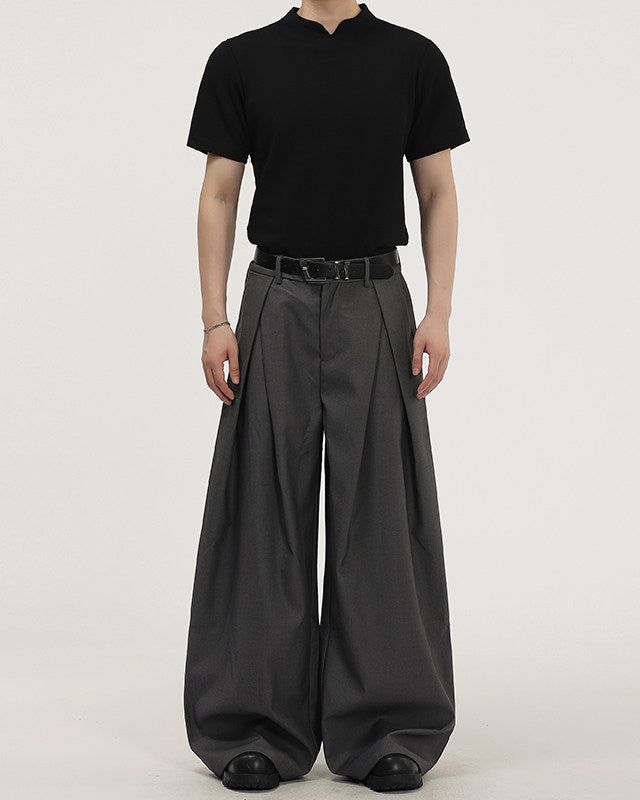 Wijde broek met plooi heren