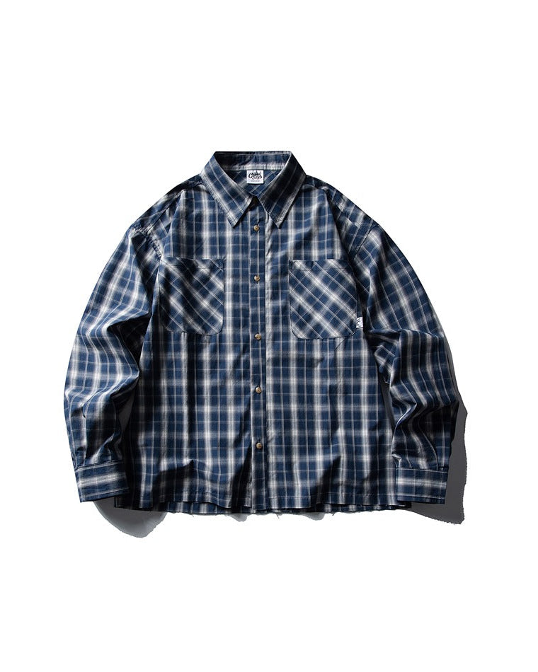 Katoenen longsleeve met onafgewerkte zoom heren