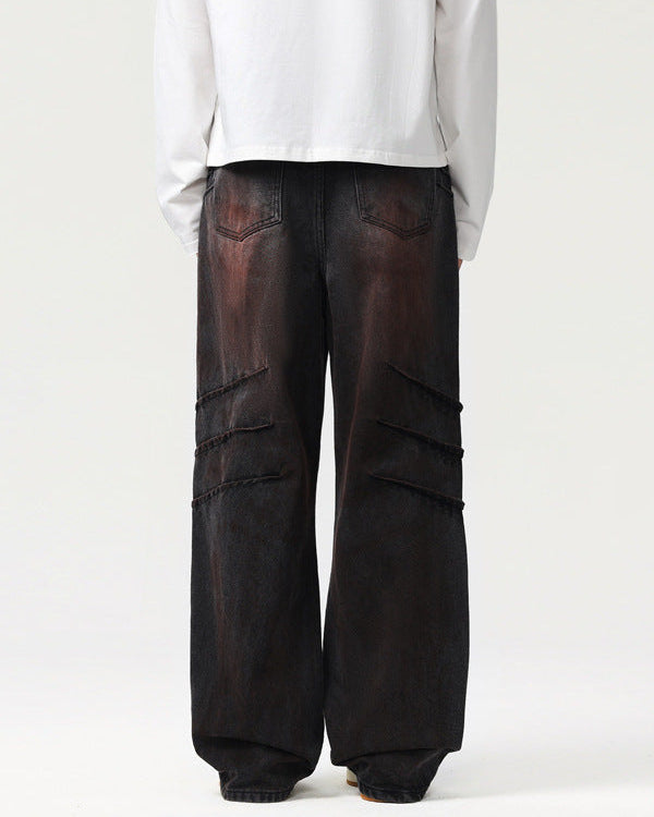 Rechte jeans met used look heren