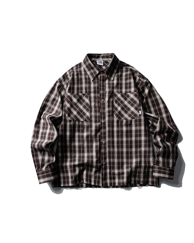Katoenen longsleeve met onafgewerkte zoom heren