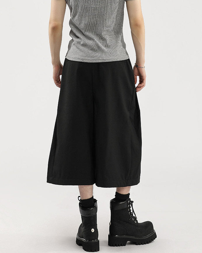 Wijde cropped broek met plooi heren