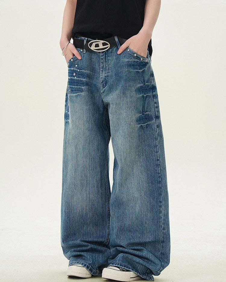 Vintage wijde rechte jeans heren