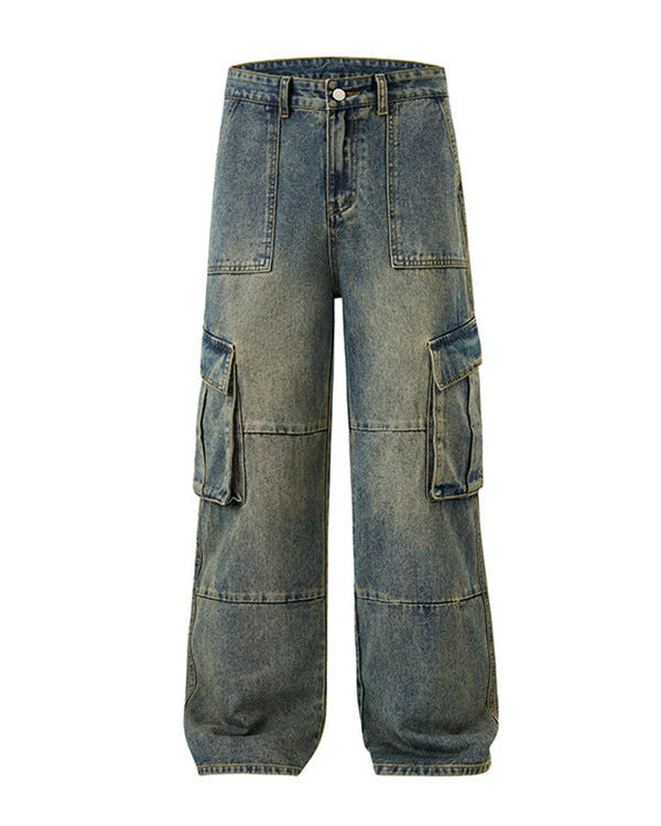 Vintage wash cargo jeans heren