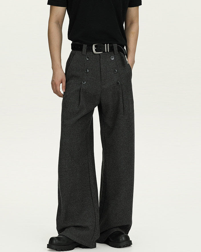 Wijde wollen pantalon heren