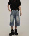 Lichtblauwe wijde denim short heren