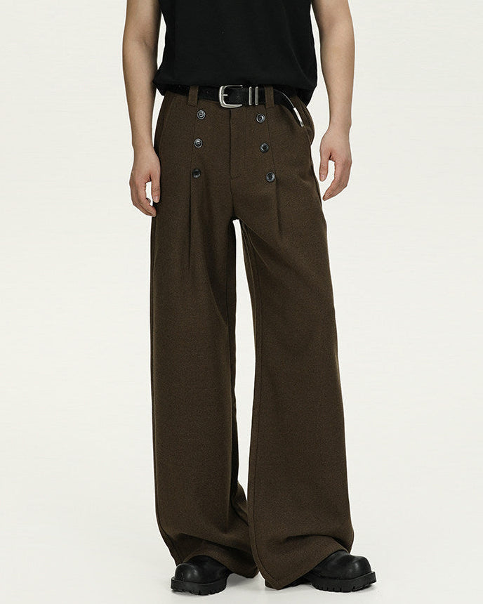 Wijde wollen pantalon heren