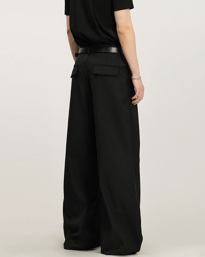 Wijde broek met plooi heren