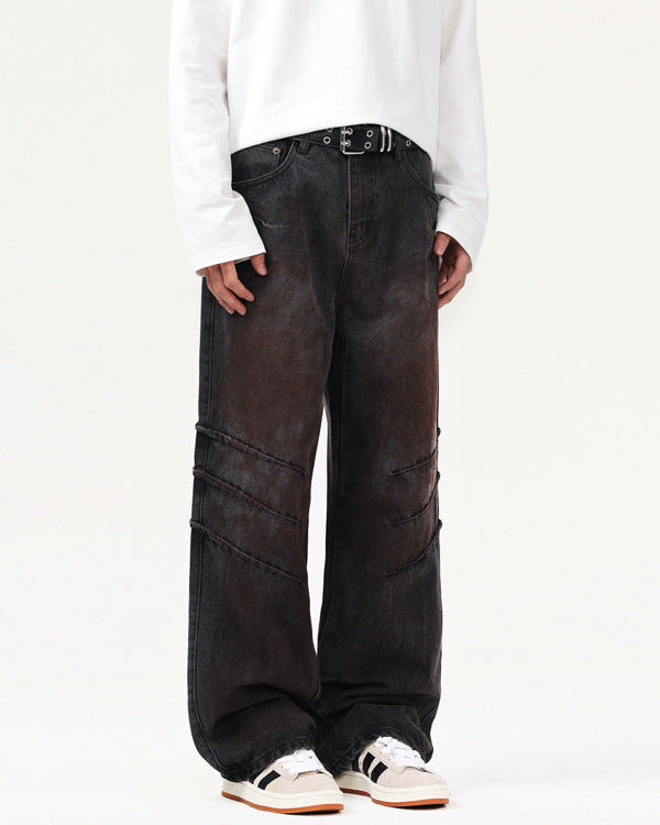 Rechte jeans met used look heren
