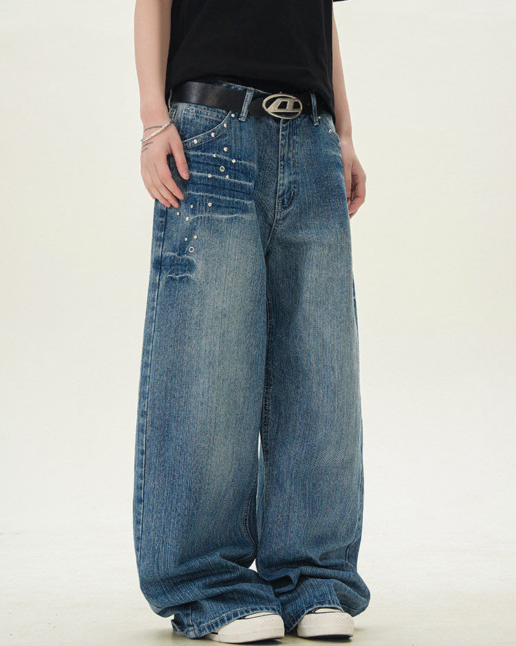 Vintage wijde rechte jeans heren