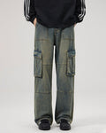 Vintage wash cargo jeans heren