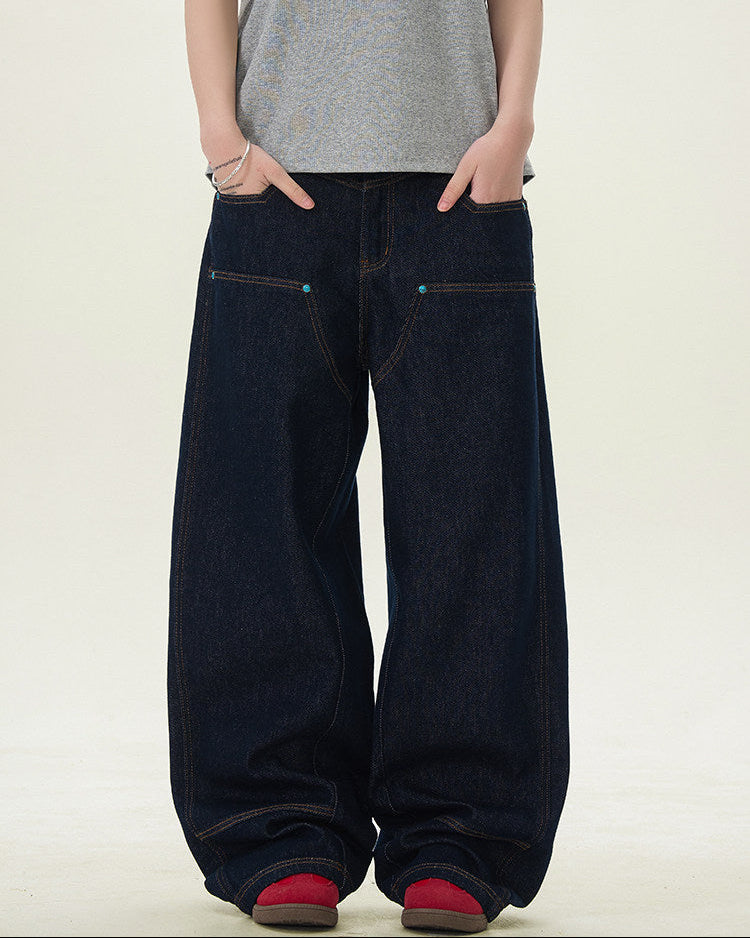 Wijde raw denim jeans heren