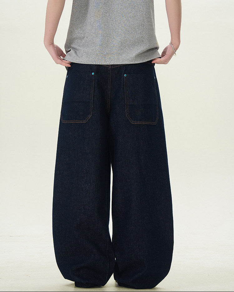 Wijde raw denim jeans heren