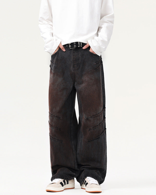 Rechte jeans met used look heren