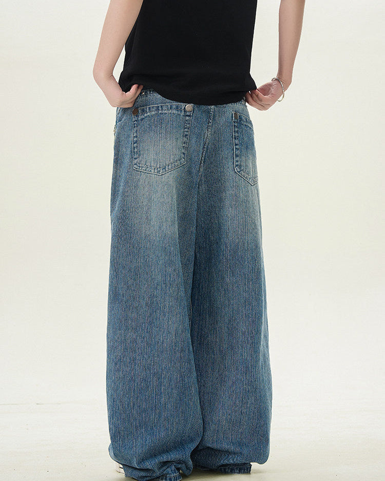 Vintage wijde rechte jeans heren