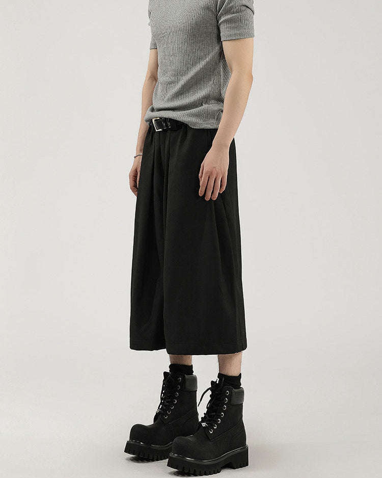 Wijde cropped broek met plooi heren