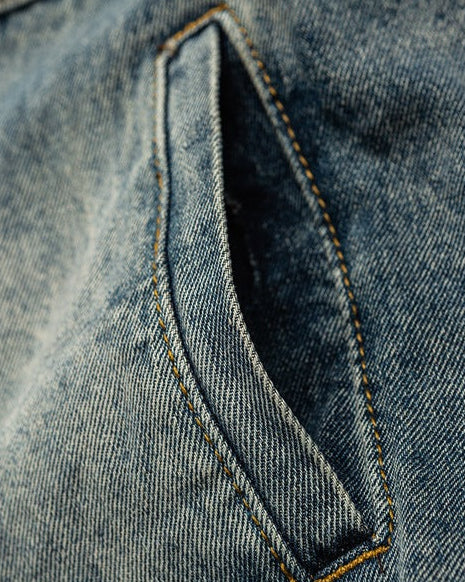 Witgewassen denim cargojas heren