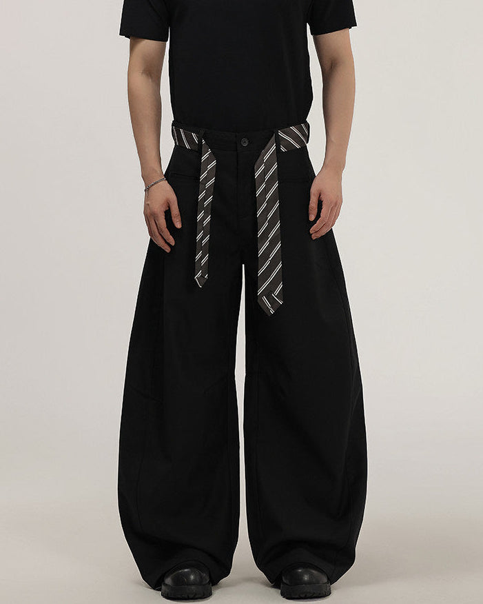 Wijde broek met geweven taillekoord heren