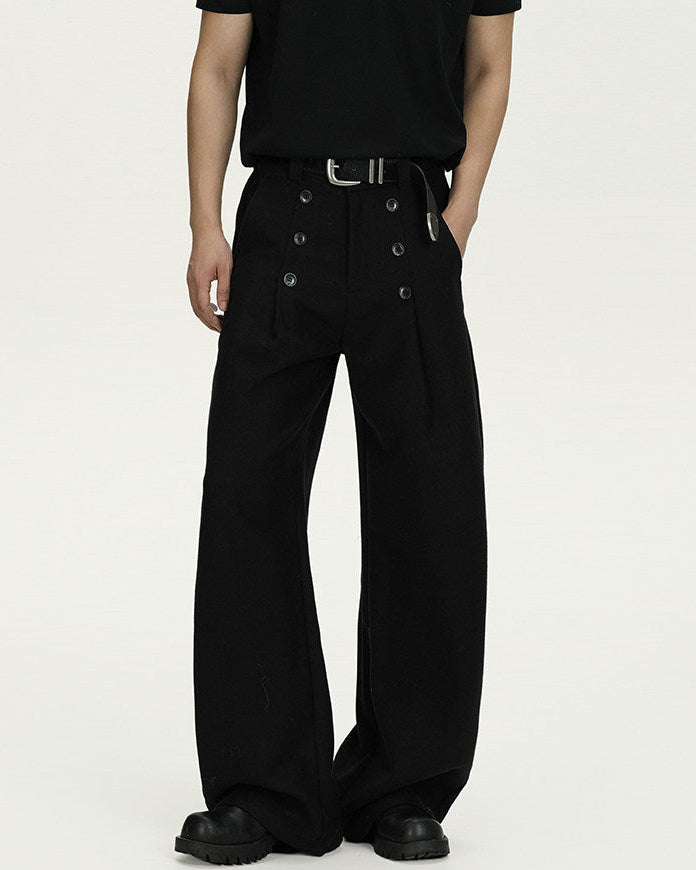 Wijde wollen pantalon heren