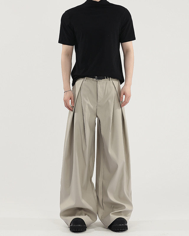Wijde broek met plooi heren