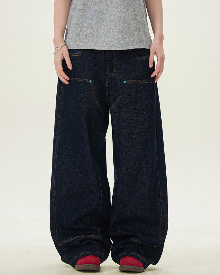 Wijde raw denim jeans heren