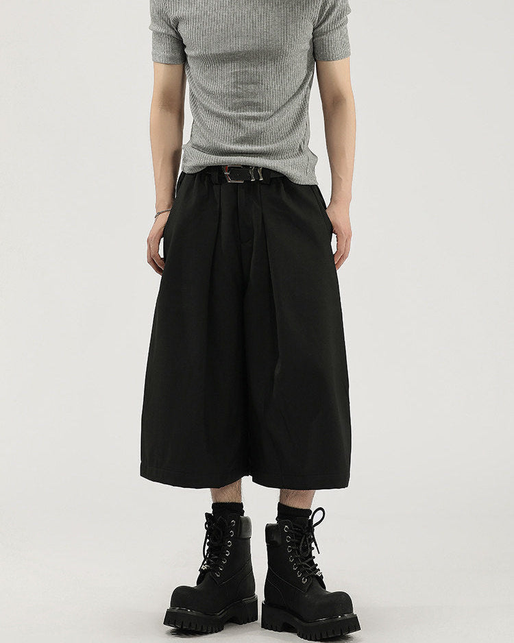 Wijde cropped broek met plooi heren