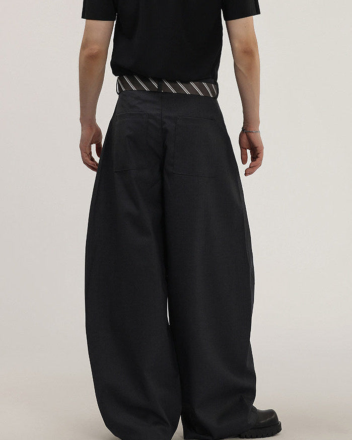 Wijde broek met geweven taillekoord heren