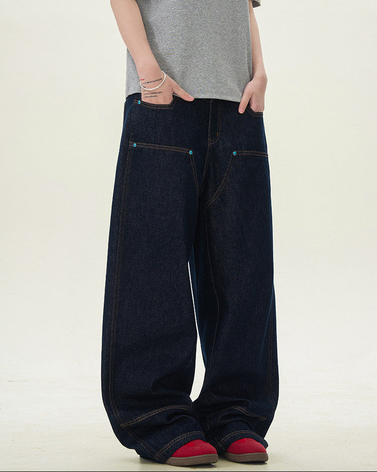 Wijde raw denim jeans heren