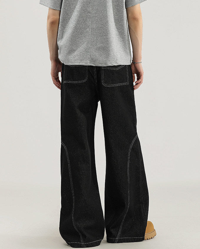 Wijde jeans met contraststiksel heren