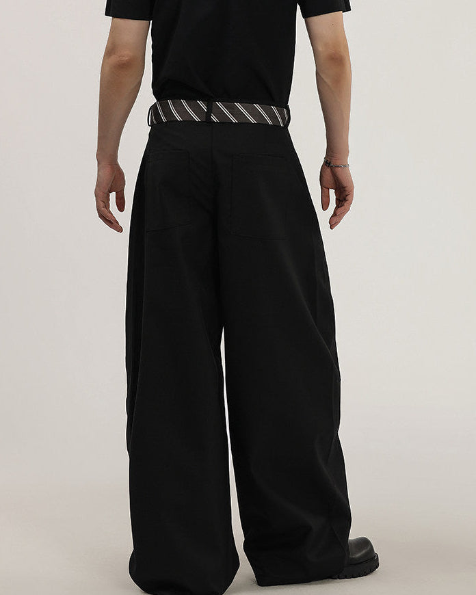 Wijde broek met geweven taillekoord heren