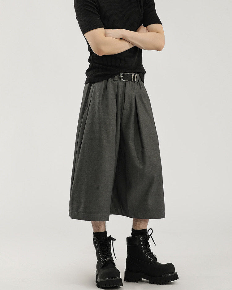Wijde cropped broek met plooi heren