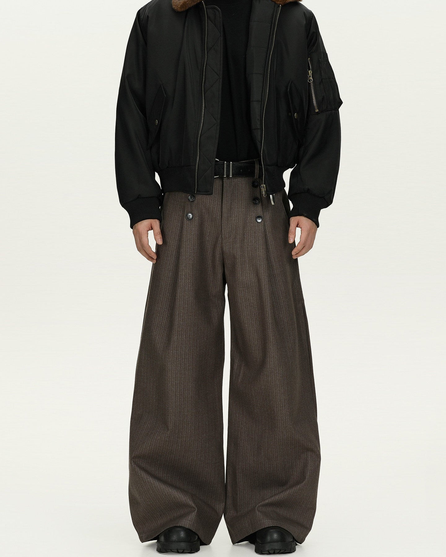 Broek met plooi in bomberstijl heren