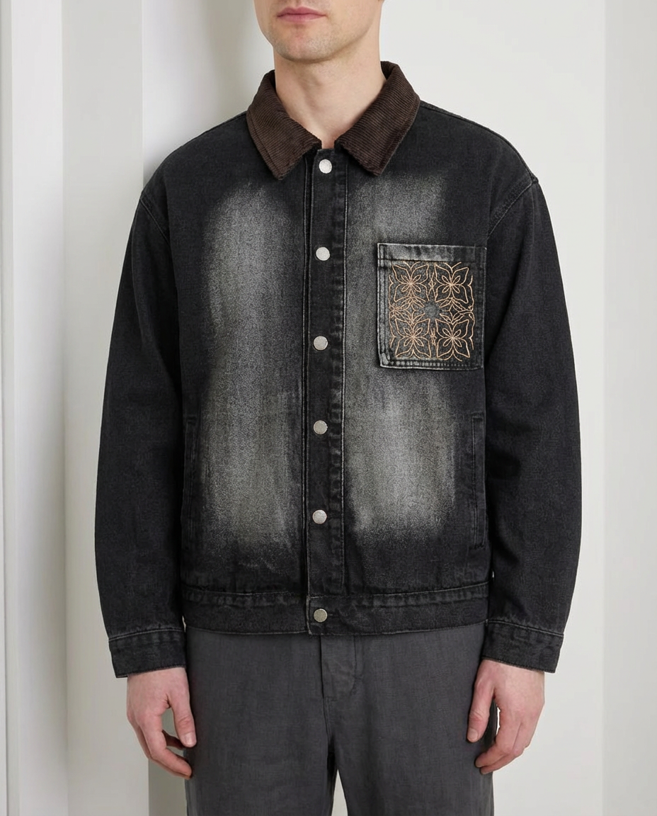 Witgewassen denim cargojas heren