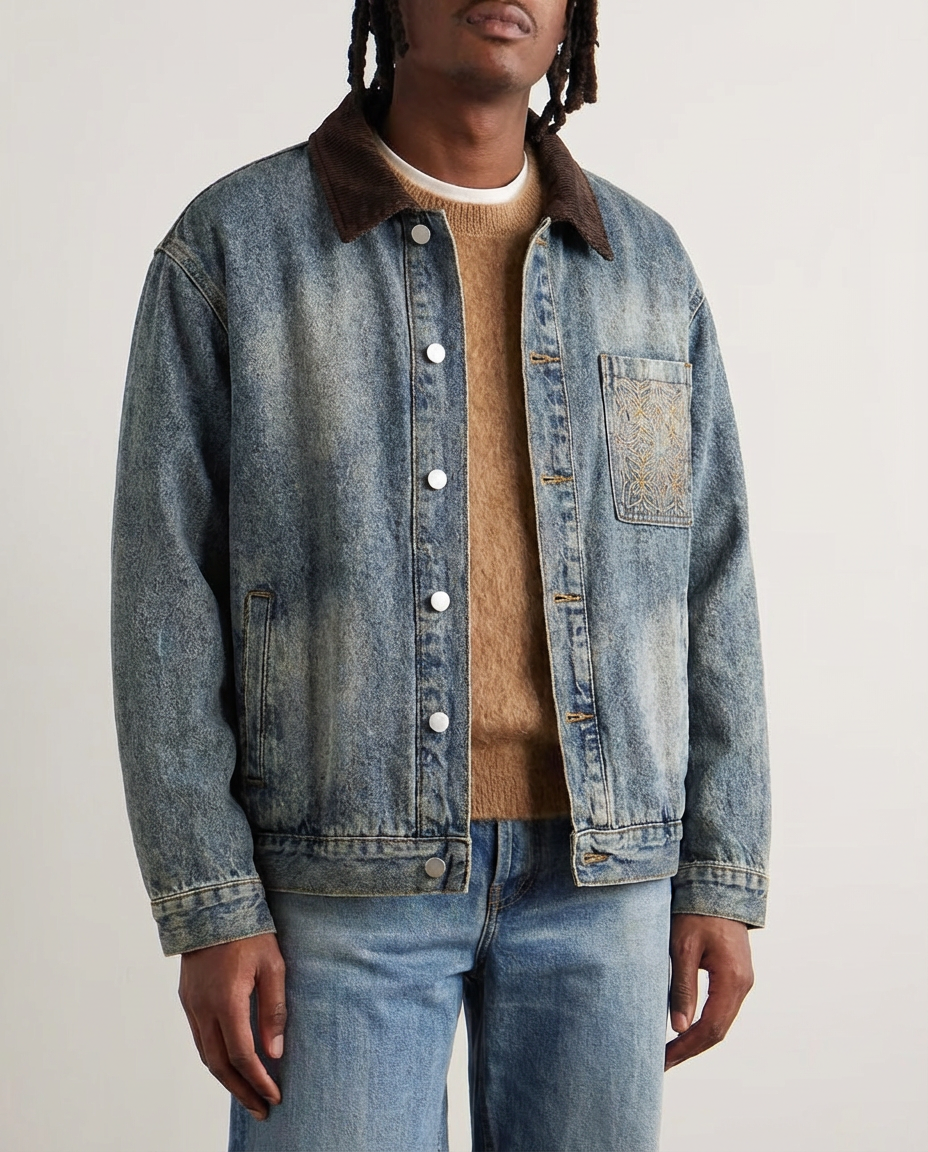 Witgewassen denim cargojas heren