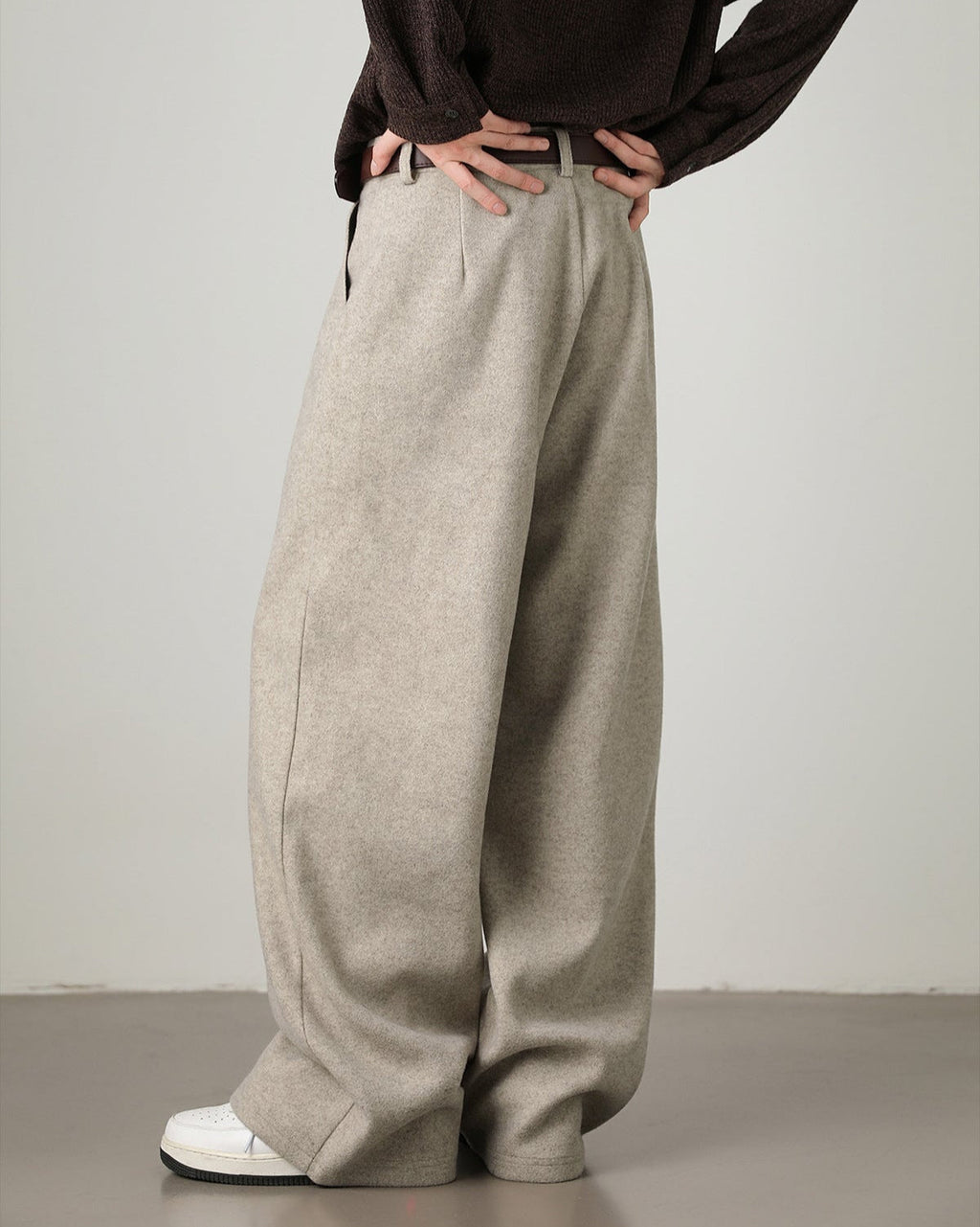 Wijde broek van wolmix heren