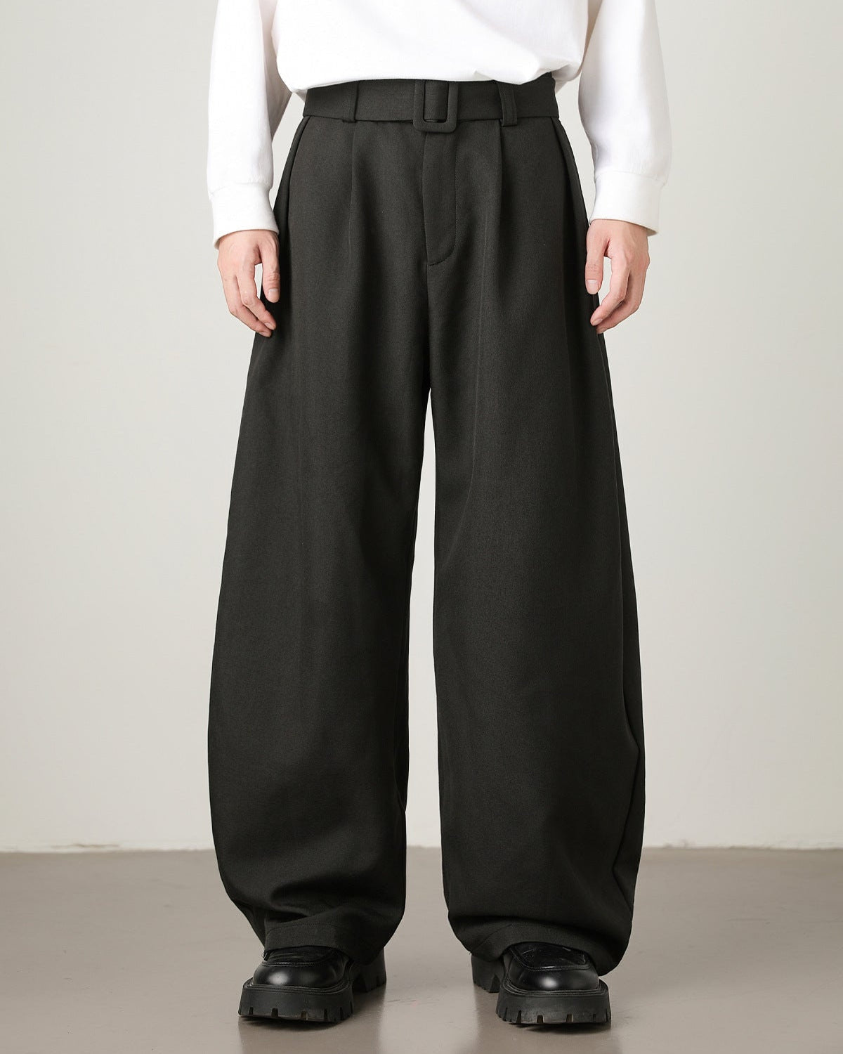 Wijde wolmix broek heren