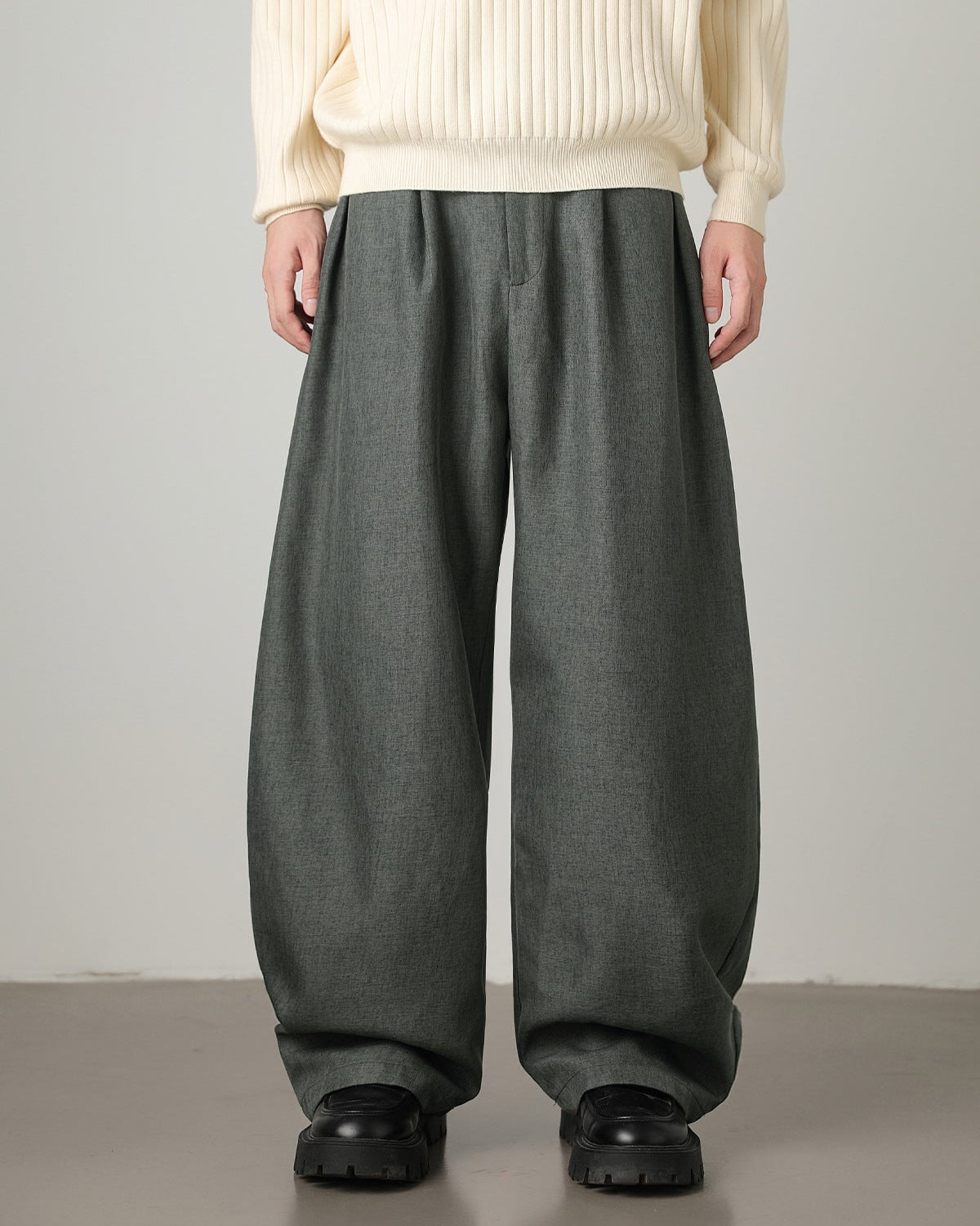 Wijde wolmix broek heren
