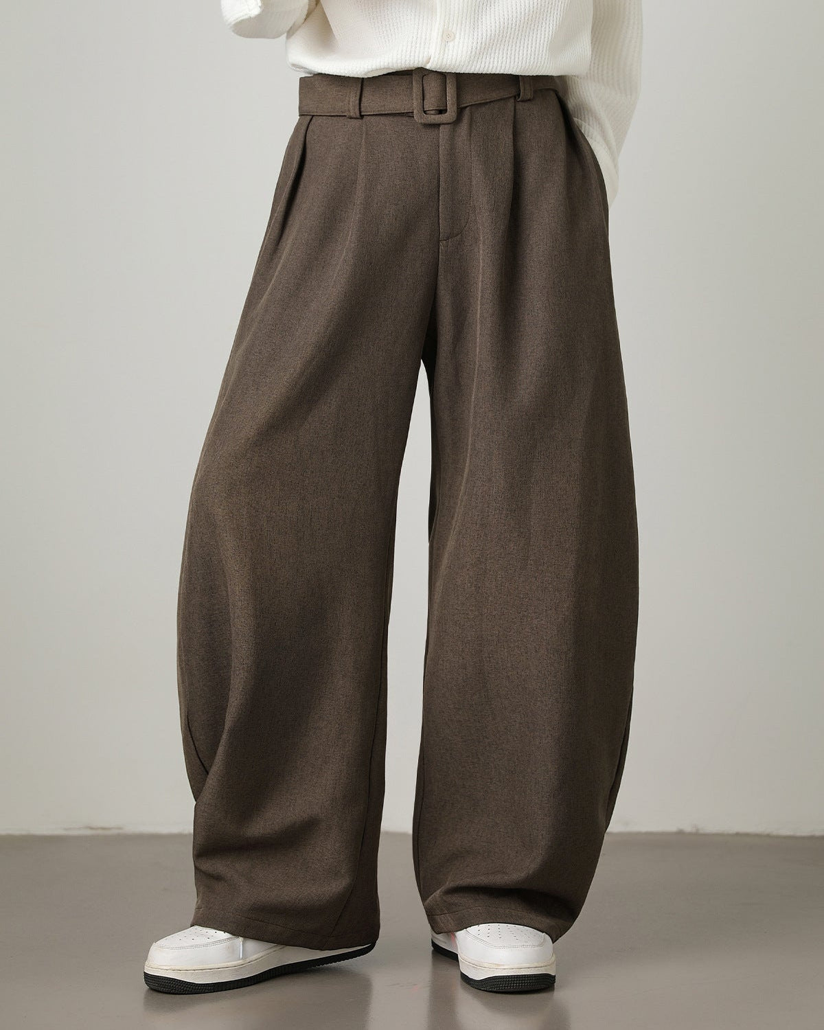 Wijde wolmix broek heren